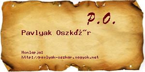 Pavlyak Oszkár névjegykártya